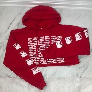 Demi Lovato 2018 Tour Cropped Red Hoodie, Women’s Medium